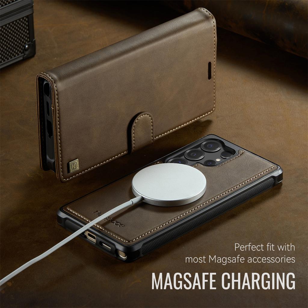 2-in-1 Magnetic Detachable Wallet Case for Samsung Galaxy S25/S25 Plus/S25 Ultra/S25 Edge - PU Leather, Card Slots, Wireless Charging, 360° Protection