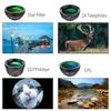 Универсальный объектив для камеры телефона 6 в 1, объектив «рыбий глаз», широкоугольный макрообъектив, CPL/звездный фильтр, 2X телеобъектив для