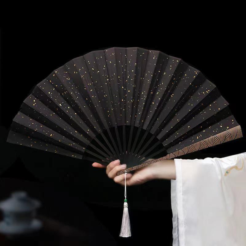 Однотонный большой складной веер- Бамбук и дерево на холсте ручной веер Уличный Портативный Складной Веер Домашний Декор Поделки надписи подарок