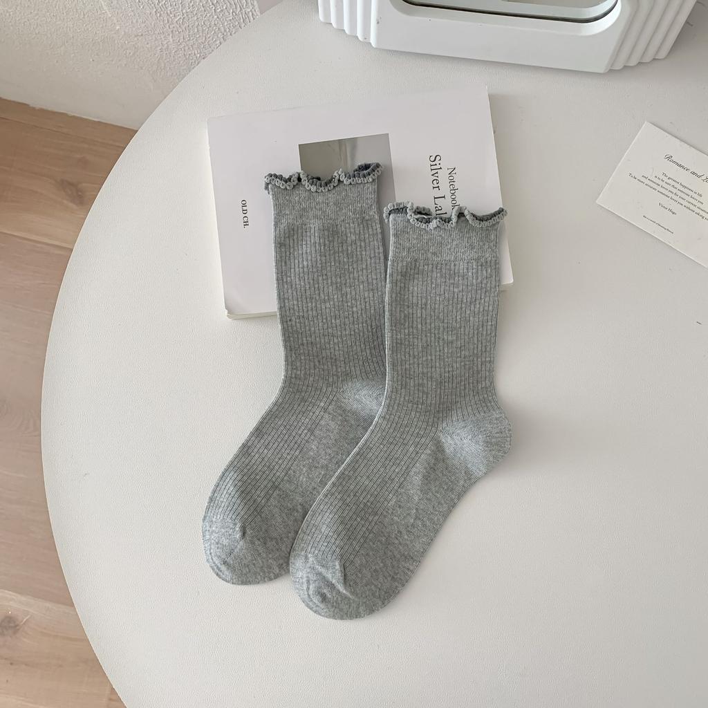 Бесшовные кружевные носки, контрастная отделка «деревянное ушко», носки в балетном стиле для милой девушки