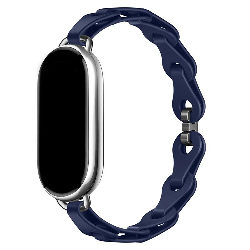 Резиновый ремешок для Xiaomi Mi Band 8 Браслет с пряжкой из нержавеющей стали для Miband 8 NFC Модный женский стиль Запасной силиконовый ремешок