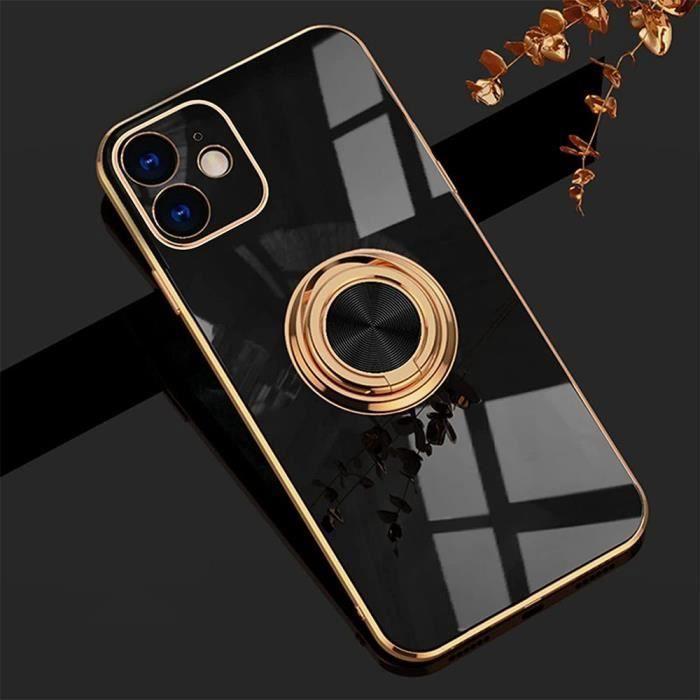 Coque de protection - E.F.CONNECTION - pour iPhone 13 - Noir - Antichoc - Bordure Or