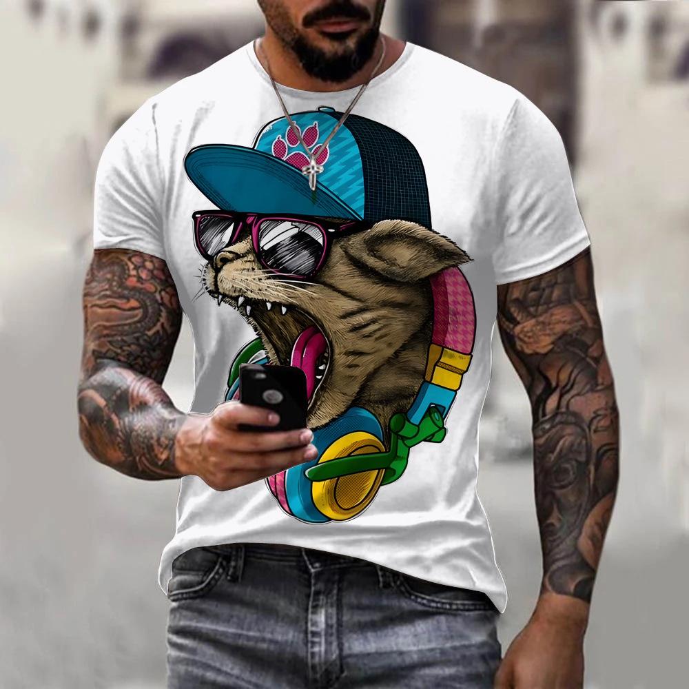 Мужская футболка с 3D принтом в стиле хип-хоп, футболка с короткими рукавами, топ-стрит, Harajuku, круглый вырез, летняя повседневная одежда