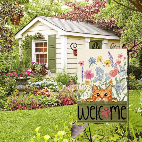 Spring Summer Floral Garden Flag 12x18 Inch Vertical Double Sided Colorful Flowers Welcome Yard Decor Farmhouse Outdoor Burlap Flag