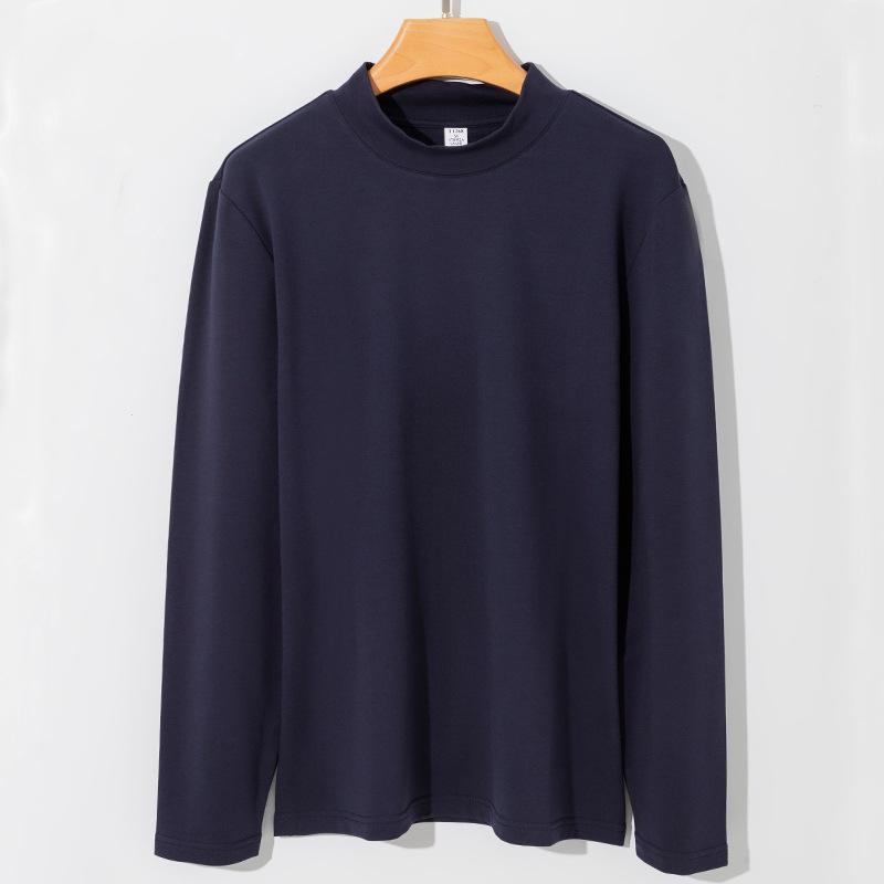 Мужская одежда 265 г мерсеризованный хлопок полуводолазка белая футболка с круглым вырезом базовая рубашка с длинными рукавами из синьцзянского хлопка