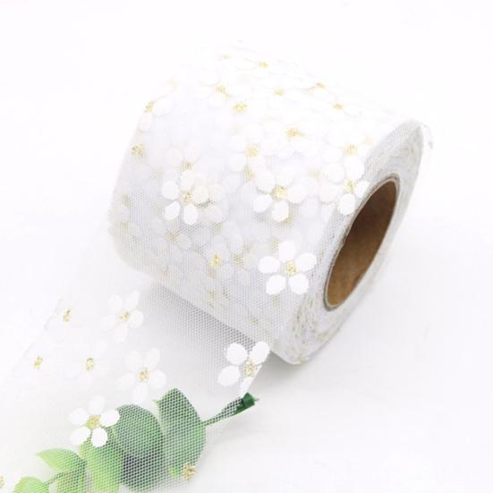 1 Roll 25Yards Webbing Ribbon Soft-touching Durable Decorative Compact Lace Floret Tulle Ribbon Clothing Accessories for Home