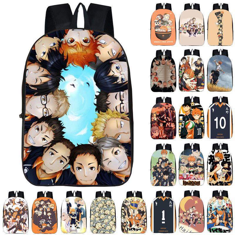 Fashionable Karasuno High School Backpack With Anime Haikyuu Print And Easy-clean Fabric