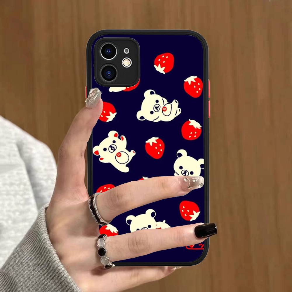 Рилаккума Аниме Милый Мультяшный Для IPhone 11 12 13 14 15 16 Pro Max Plus X XS MAX Ударопрочный Матовый Задний Чехол