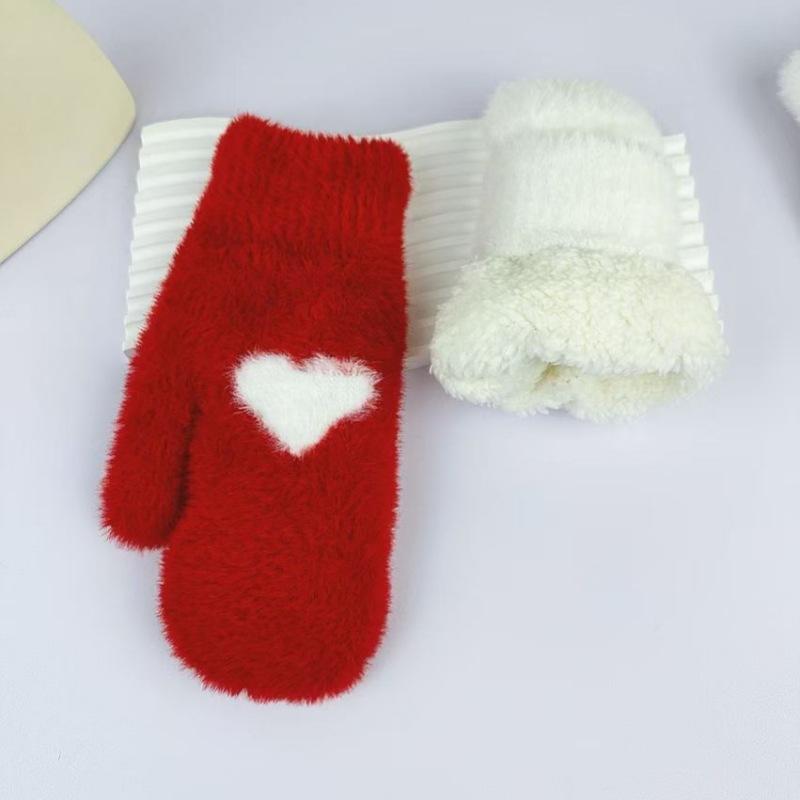 Winter Cold Resistant Gloves for Women Thickened and Plush Imitation Cycling Student Warm Gloves for Women