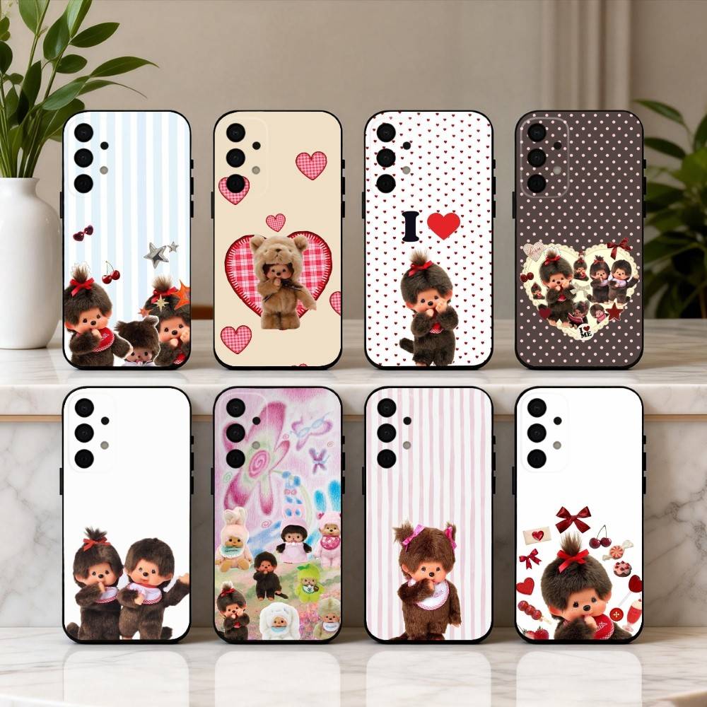 C-Cute M-Monchhichis-S Чехол для телефона для Samsung Galaxy A73,A72,A71,A70,A53,A52,A51,Мягкий силиконовый черный чехол