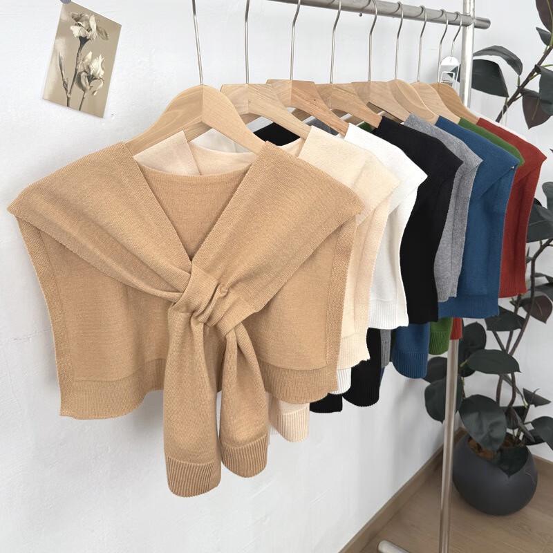 Женская универсальная вязаная накидка на плечи в корейском стиле