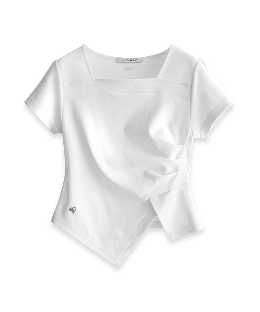 VIVACIOUS Elegant Side Tuck Short T-Shirt Black