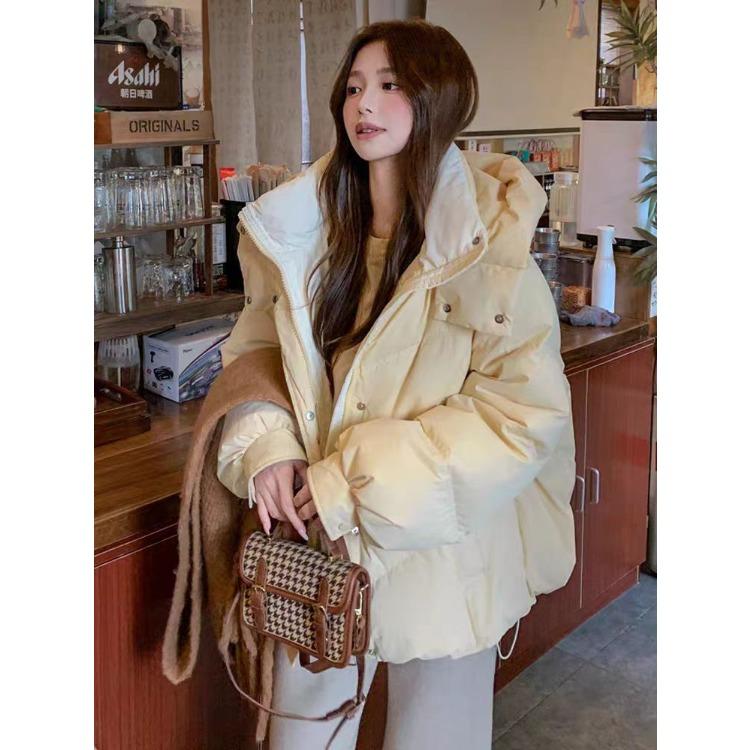 Women Winter Puffer Coat Trendy Color Block Lightweight Warm Jacket Casual Outerwear