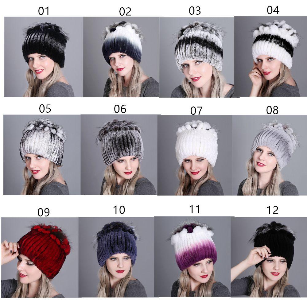 Real Fur Beanies Hat Russia Women Warm Real Rex Rabbit Fur Hats Rabbit Fur Cap Elastic Knitted