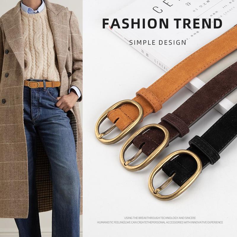 New Retro Women's Belt Fashionable and Trendy Korean Style Matte with Jeans Decorative Leather Belt for Women