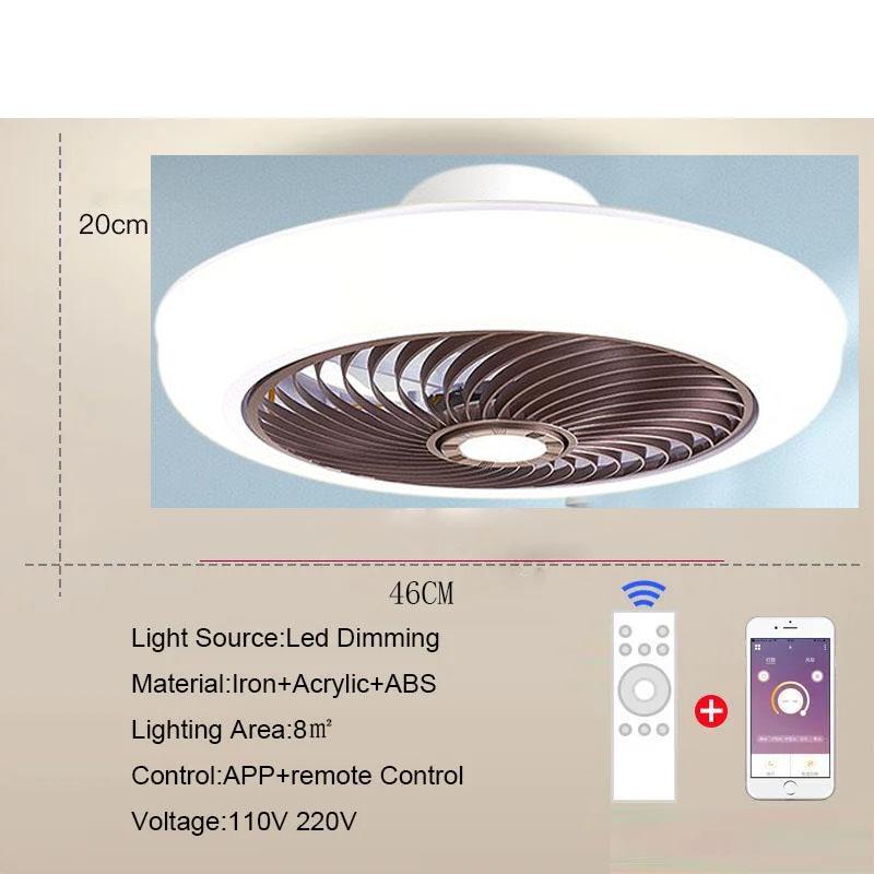 Smart ceiling fan 46 52cm fans with lights remote control bedroom decor ventilator lamp air Invisible Blades Retractable Silent