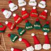 5pcs Small Christmas Hats 4.5cm Knitted Cartoon Cap Wine Bottle Christmas Doll Ornament Festival Decorations