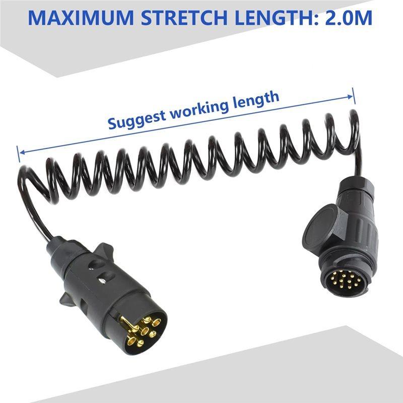 Trailer Wiring Connector Plug 13 Pin Male To 7 Pin Male Trailer Curly Extension Cable Lead Towing Conversion Adapter