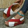 Женские модные сандалии Colorblock на платформе с мягкой подошвой для ходьбы. Удобные пляжные туфли на танкетке с перекрестными босоножками.