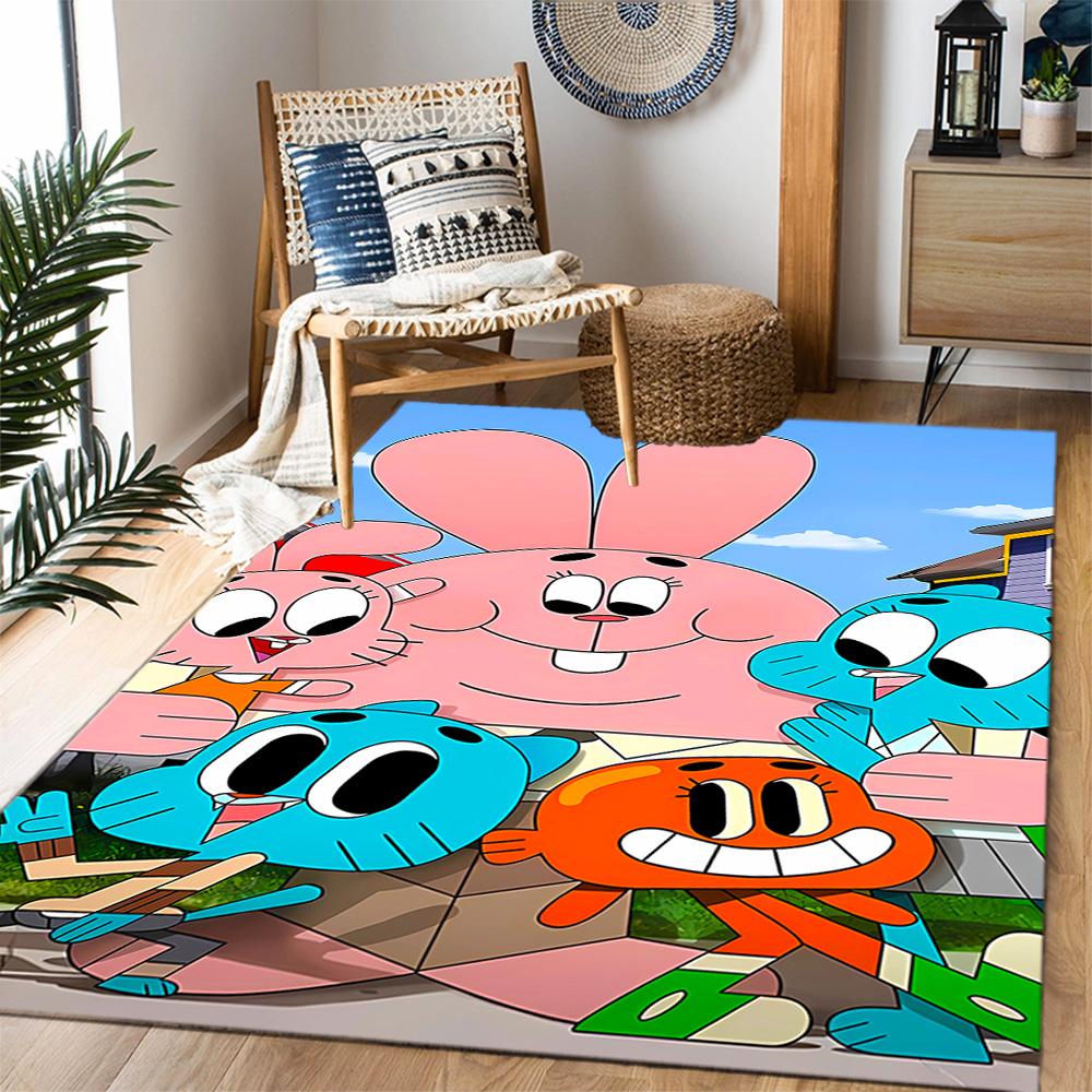The Smurfs: Blue World Themed Anti-Slip Rugs - Polyester Home Decor, Suitable for Bedrooms, Living Rooms, Doorways, Studios, and Decorations
