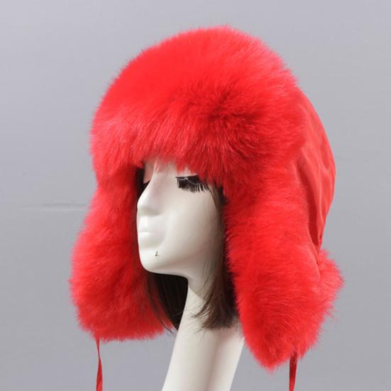 Шапка-ушанка Утолщенная Пушистая Ветрозащитная Милая с Помпоном Подкладка из Пуха Защита Ушей Искусственный Мех Мужская Женская Уличная Велосипедная Зимняя Шапка для Шопинга