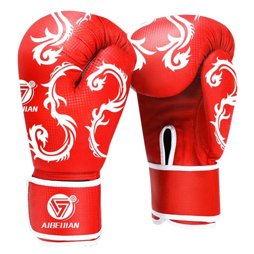 AIBEIJIAN 10oz Wave Pattern Boxing Gloves for Teenager Kickboxing PU Mitts