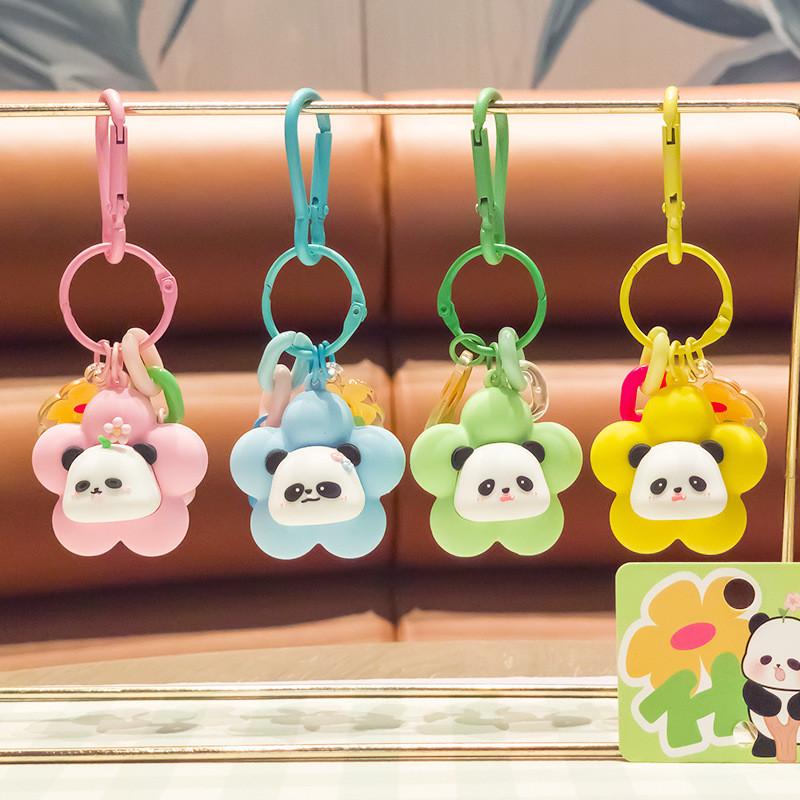 Charming Pvc Flower Panda Keychain With Cute Design Perfect For Keys And Bags