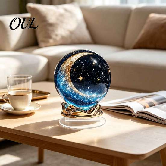 Timeless Window Ornaments Moon Star/Fairy Crystal Ball Ornament, Decorative Acrylic Sphere for Bedroom Living Unique Gift Friends Room Desk