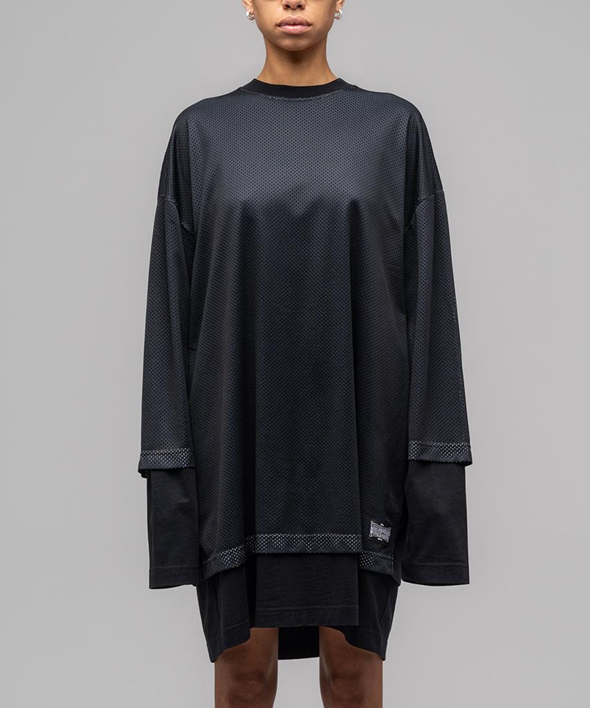 032Ssi (W) Game Layered Mesh Shirt Dress Black Black Game Layered Mesh Shirt Dress Black/ Black