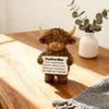 A Cute Scottish Highland Cow Statue, Resin Farmhouse Cow Desk Decor, Encouragement Cheer Up Gift for Office Home Shelf Tabletop