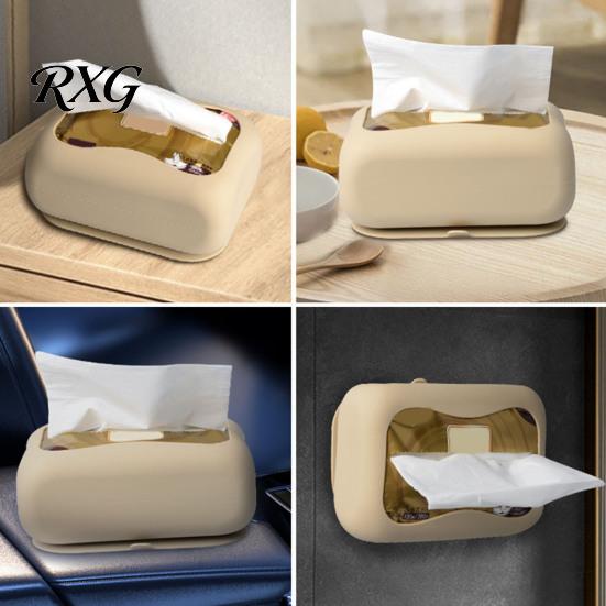 Space Saving Tissue Box Suction Cup Box, Wall Mounted Waterproof Silicone Holder, Modern Heavy Duty Dispenser Style Solid Color Dispenser, for