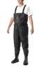Waterproof Chest Waders Front Inner Black with Adjustable Suspenders and PVC Felt Boot Soles [GOTSURI] GT-905 (Water-Repellent Zipper, Mesh) (Black,