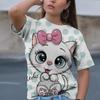 Хит 2023 года, женская футболка с рисунком кота, классические топы с 3D-принтом для девочек и короткими рукавами, женская мода, повседневная уличная одежда