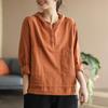 Женские весенне-летние повседневные пуловеры с капюшоном, футболки, модные однотонные футболки, офисные женские хлопковые и льняные топы с длинными рукавами