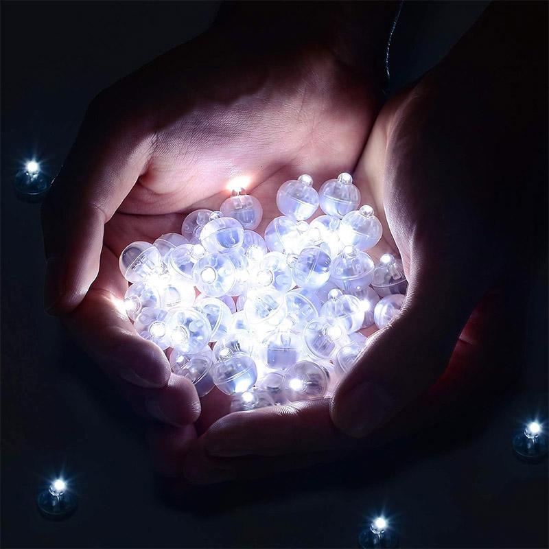 50/100 ШТ. Круглые Светодиодные Фонарики для Воздушных Шаров, Цветные Светящиеся Лампы, Мини-Шарик-Погремушка для Украшения Рождества, Свадьбы, Вечеринки