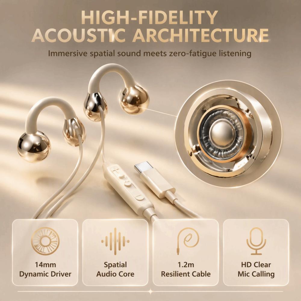 Built in Mic Ear Clip Headphones Lightweight Ear Hook Headphones Wired Headphones Sports Use