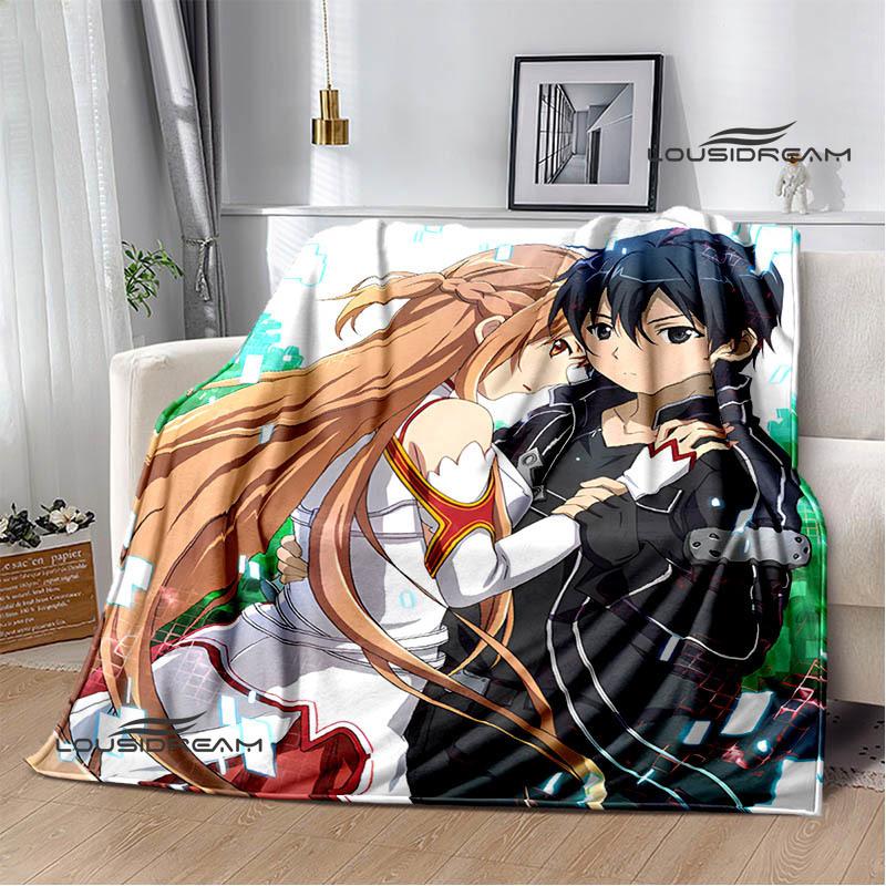 Мультяшные пледы с принтом Sword Art Online Плед для пикника Теплые фланелевые пледы Постельные принадлежности для дома Подарки на день рождения