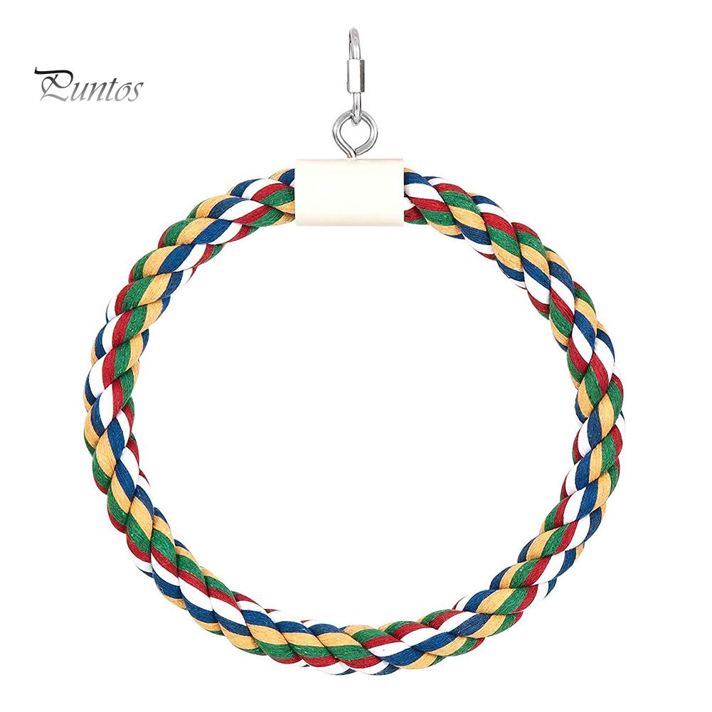 Игрушка Puntos Chew Play для домашних животных, птиц, попугаев, хлопковая веревка, круглая подставка для кольца, подвесная клетка-качалка