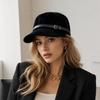 Soft Faux Suede Newsboy Cap Leather Belt Buckle Visor Cap New Beret Hat  Autumn Winter