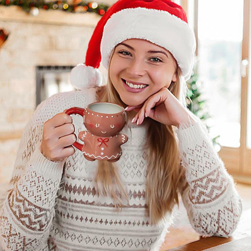Кружка в виде пряничного человечка, рождественские керамические кружки для чая, рождественская кружка, чашка для молока и кофе, керамическая чашка в виде пряничного человечка, рождественские подарки