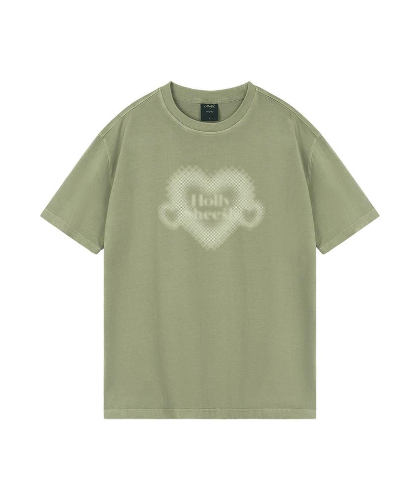 WILDROCK Hollysheesh Heart Pigment Oversized Short Sleeve T-Shirt_6 Colors (Cropped) (Type B)