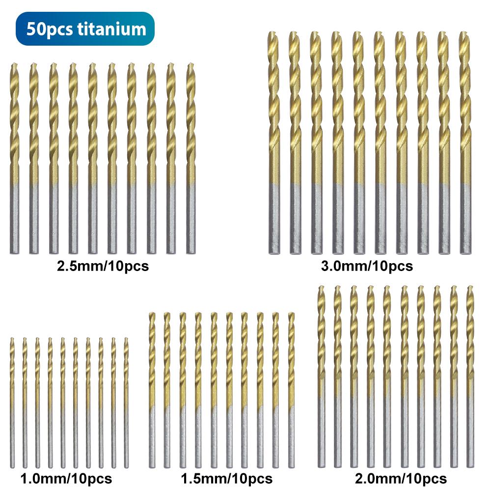 NINDEJIN 13/40/50/60pcs Twist Drill Bit Set Woodworking 1-6.5mm HSS Drill Bit for Carpentry Hand Tools
