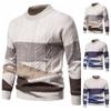 2025 Autumn/Winter New Men'S Color Blocked Round Neck Sweater Retro Twisted Flower Warm Knitted Hoodie