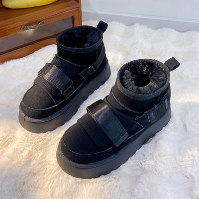 Мода 2024 зима новые женские модные бархатные римские хлопковые тапочки с круглым носком