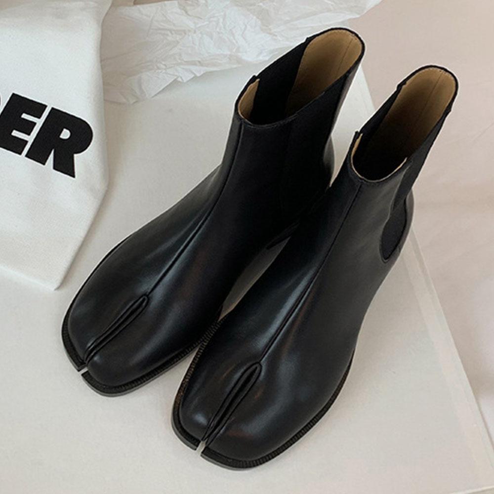 Ботинки челси с раздельным носком для женщин, абсолютно новые, осенне-зимние, современные женские ботильоны на низком каблуке, женская обувь