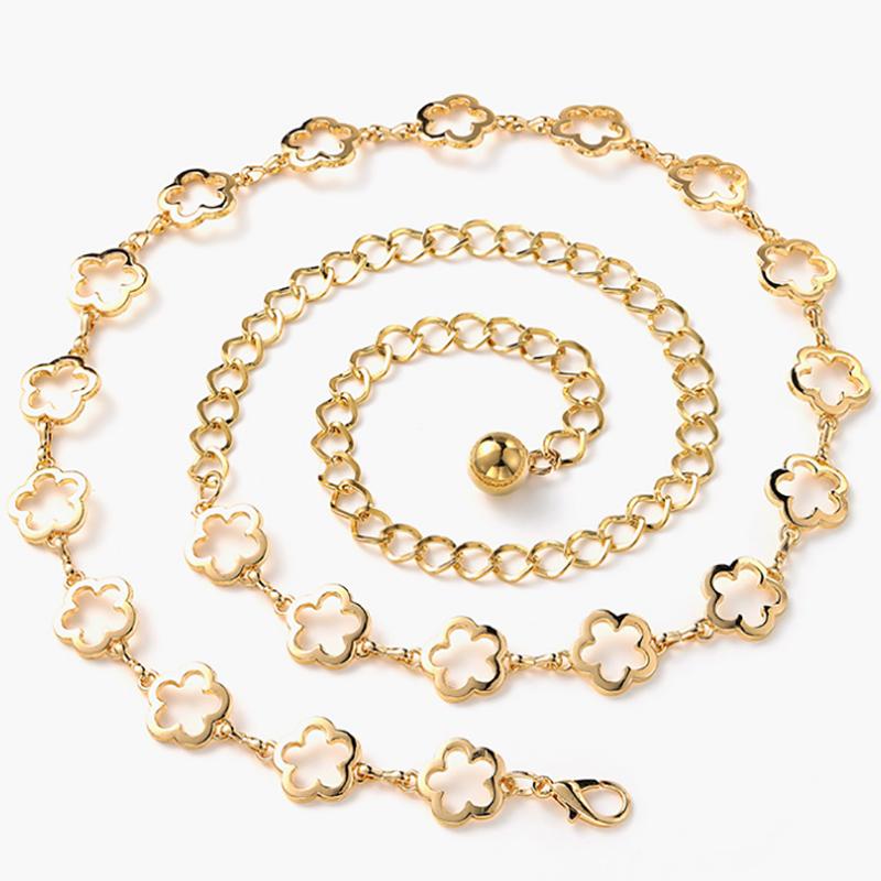 Металлическая полая цветочная цепочка на талию для женщин, декоративные ремни, цепочка для тела