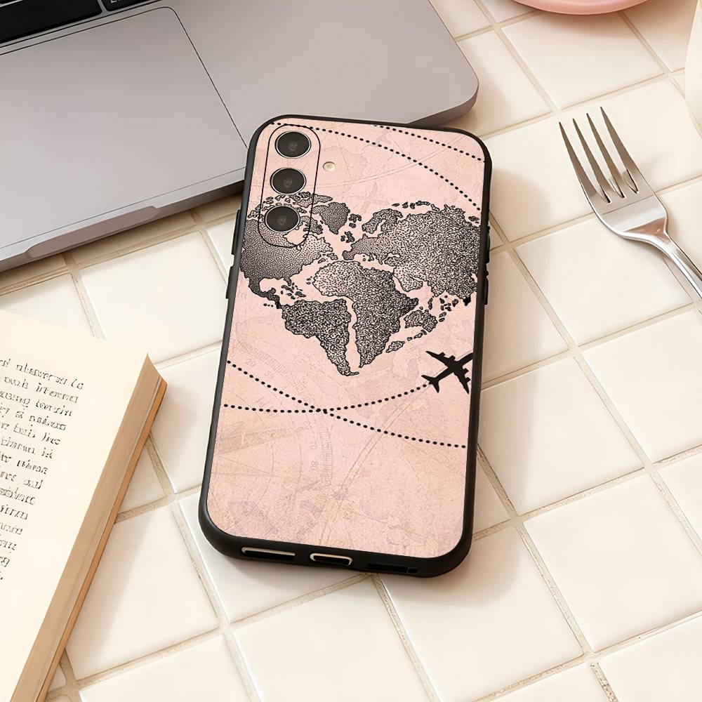 Мировая карта Путешествия Роскошный Черный Чехол для Телефона Для Samsung Galaxy S23 S24 S25 Ultra S22 Plus S21