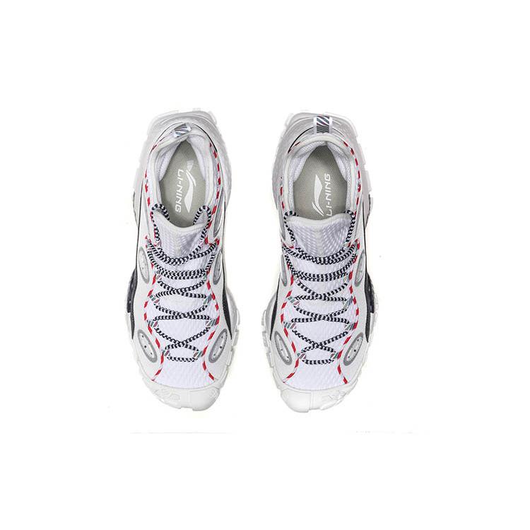 Li Ning CF Countflow Monster Eye Средние износостойкие дышащие кроссовки на средней подошве Винтажные баскетбольные кроссовки Мужские Белый Красный AGLP135-3