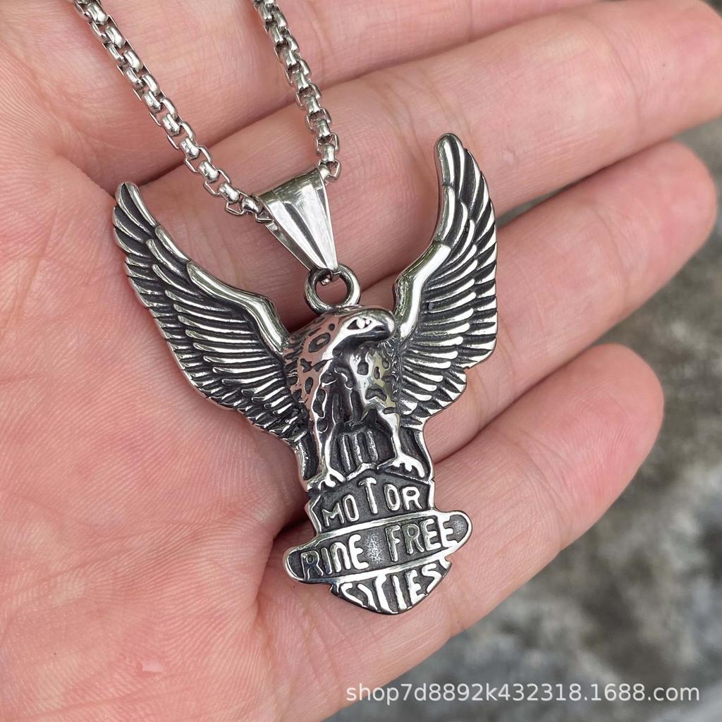 Винтажный бесплатный логотип орла орел расправляющий крылья кулон из нержавеющей стали простое ожерелье из титановой стали ювелирные изделия свитер цепь