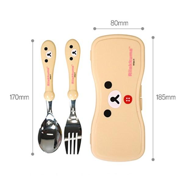 Rilakkuma New Spoon Fork Case Set Face, Ivory, Spoon + Fork + Case